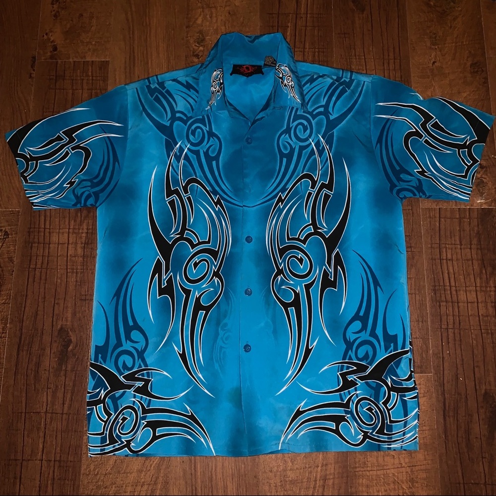 Vintage Tribal Barbwire Polo Button Down T Shirt
